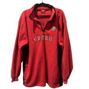 Vintage San Francisco 49ers NFL Fleece Men's sweater Red Black 2XL Zipper Broken
